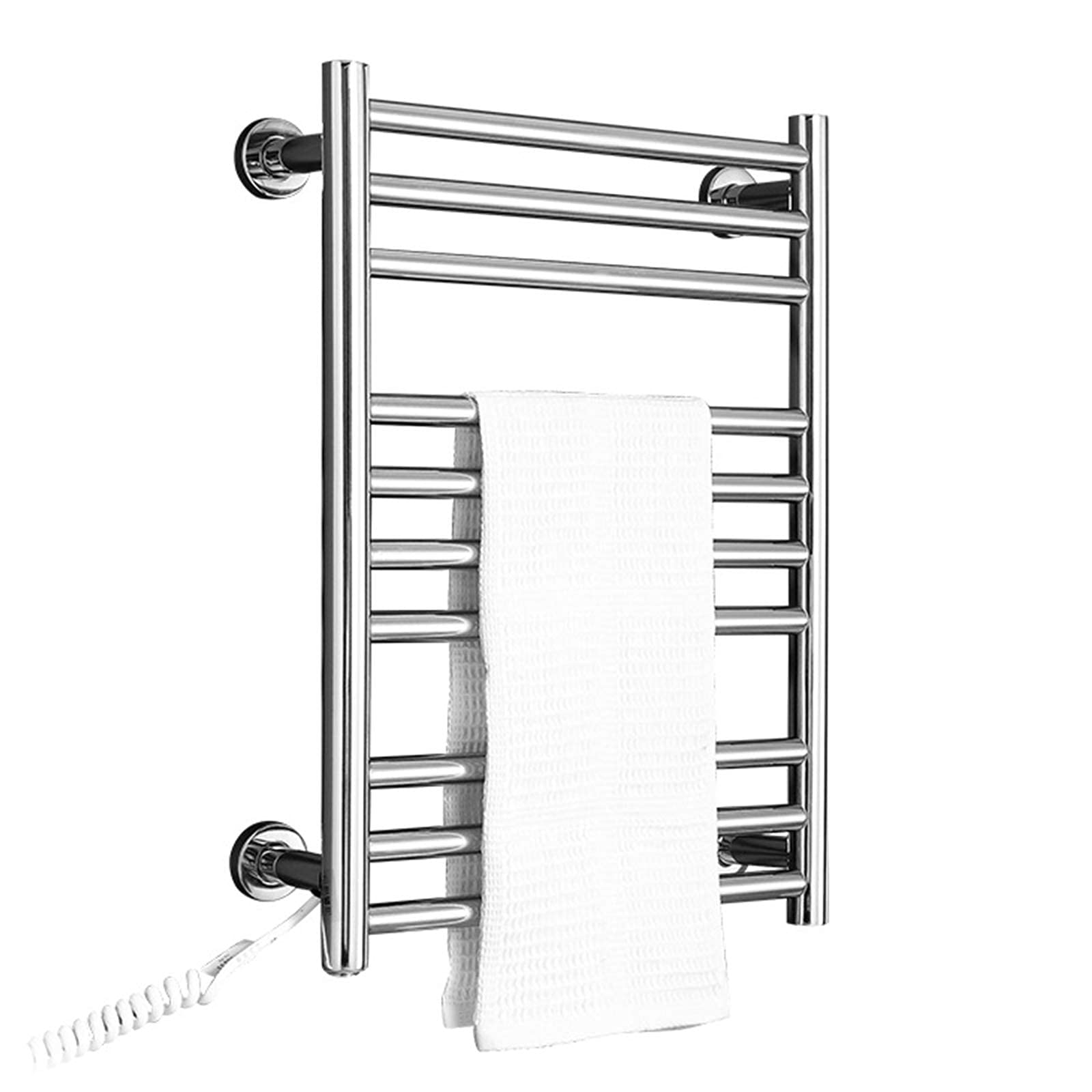 ZQFIDFYR Electric Towel Warmer Drying Towel Rack, Bathroom Wall Mounted Heated Towel Rail Radiator, 304 Stainless Steel Carbon Fiber Electric Heated Towel Rack (Bright Plug in)