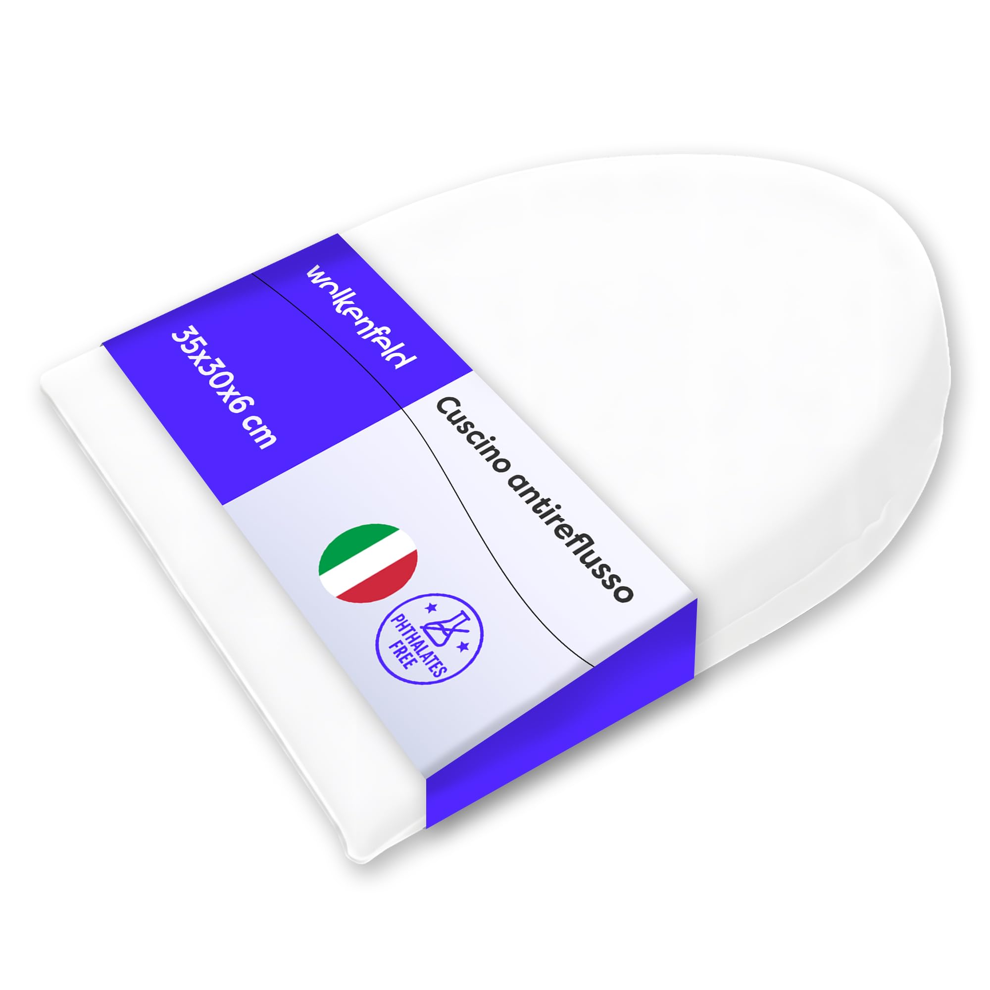 Wolkenfeld Cuscino a Cuneo Inclinato contro Reflusso e Coliche – Cuscino Antireflusso Ergonomico, Impermeabile e Lavabile | Forma Semicircolare – 35 x 28 x 6 cm