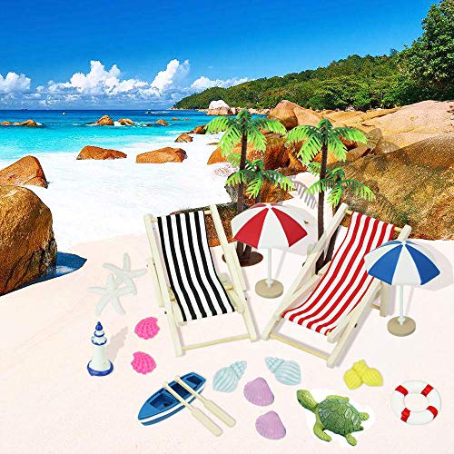 Cddlr 20 Pcs Miniature Dollhouse Decoration 1:12 Foldable Dollhouse Beach Chair Umbrella Seaside Beach Accessories For Diy Fairy Garden & Beach Themed Cake Toppers #TOP3