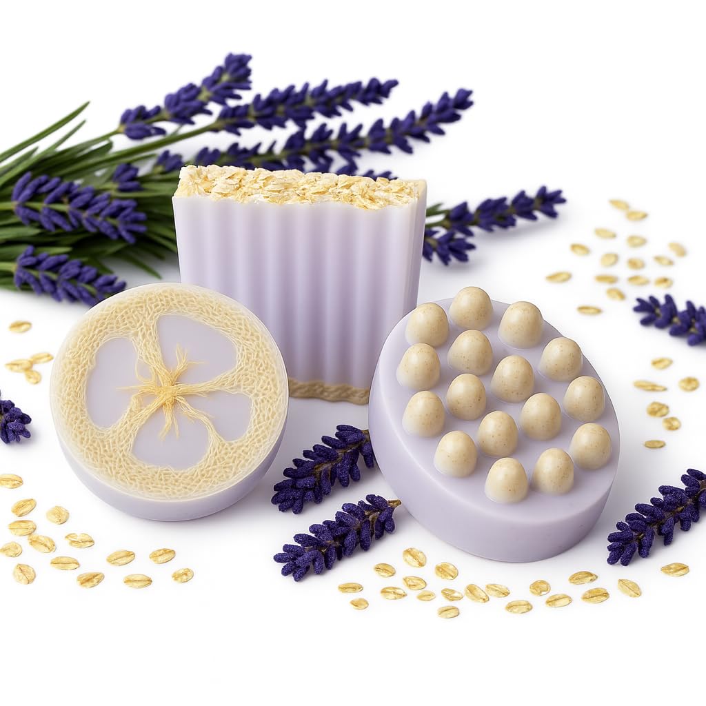 Aqua Marr Lavender Goat Milk Oatmeal Soap Hydrating Exfoliating Soothing Natural Bar Handmade in Miami Gentle for Sensitive