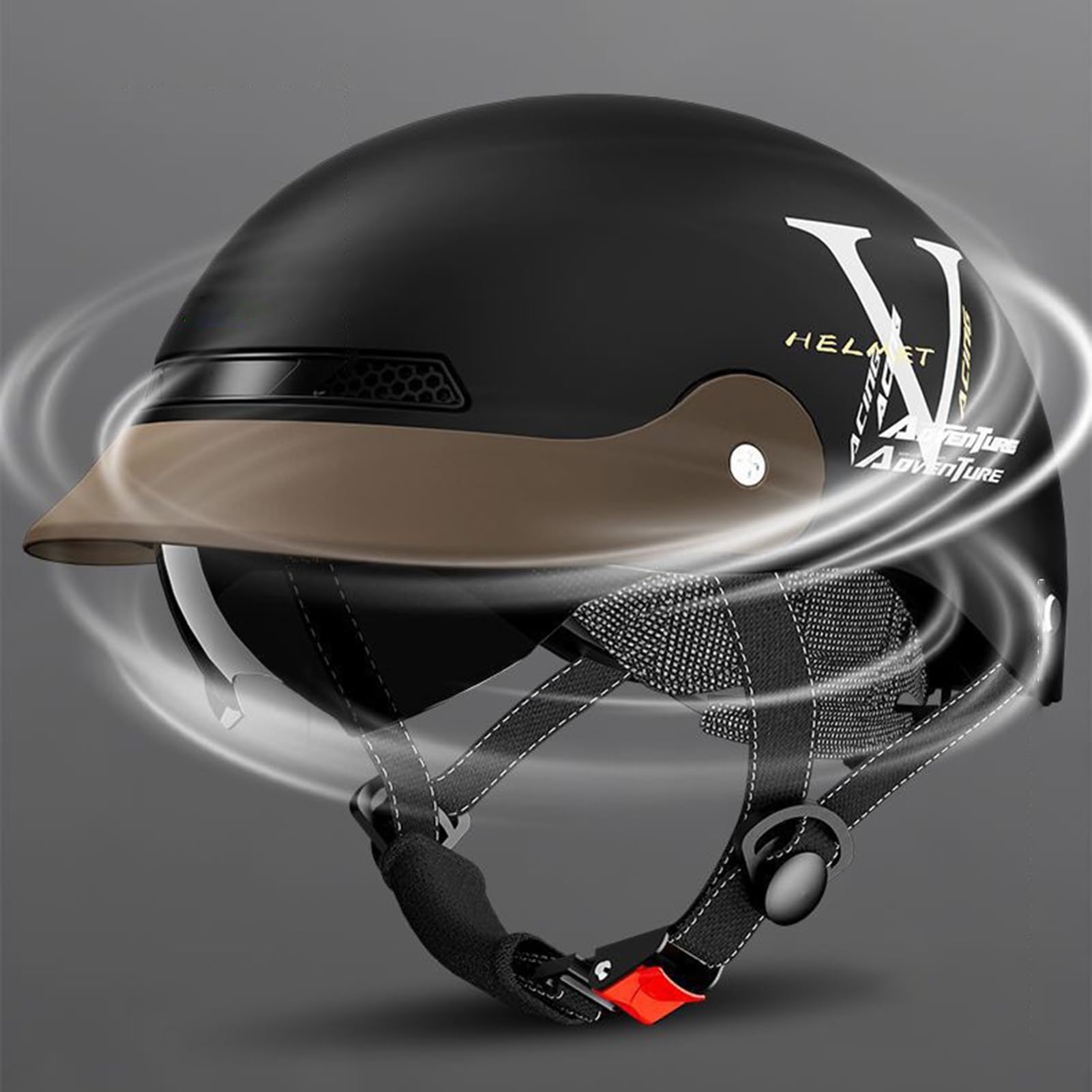 Motorrad Halbschalenhelm | Sonnenblende Fahrradhelm - Schnellverschluss Kopfschutz | Motorrad Fahrrad Skateboard ATV Cruiser Outdoor Aktivitäten