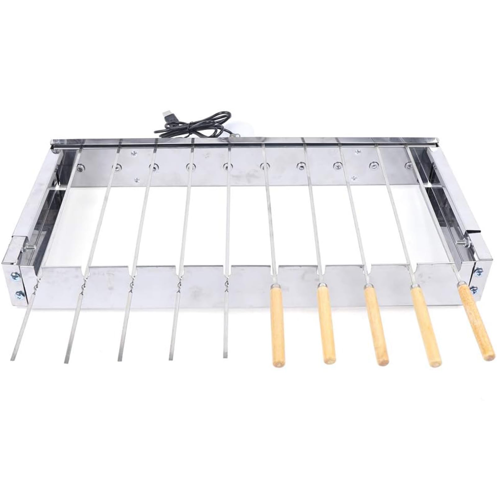 Automatyczny obrotowy grill ze stali nierdzewnej, 10 otworów, szpikulec, regulowana szerokość, rożen na grilla, kemping, piknik