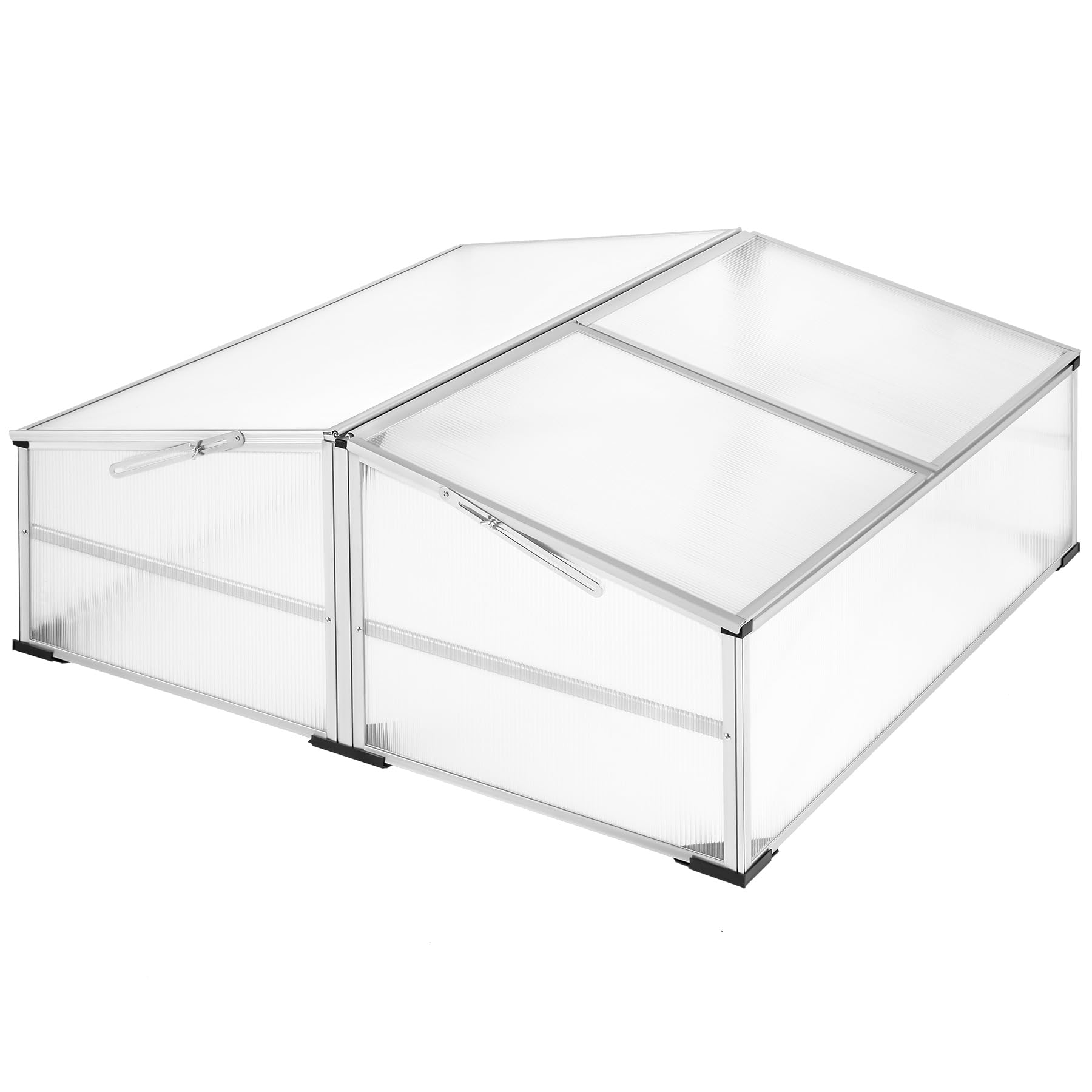 tectake® Cold Frame with Aluminium Frame & Translucent Panels, 102 x 102 x 41 cm, Weather-Resistant Mini Greenhouse for Vegetables & Plants, Growhouse with Lockable Roof for Ventilation, Easy Setup
