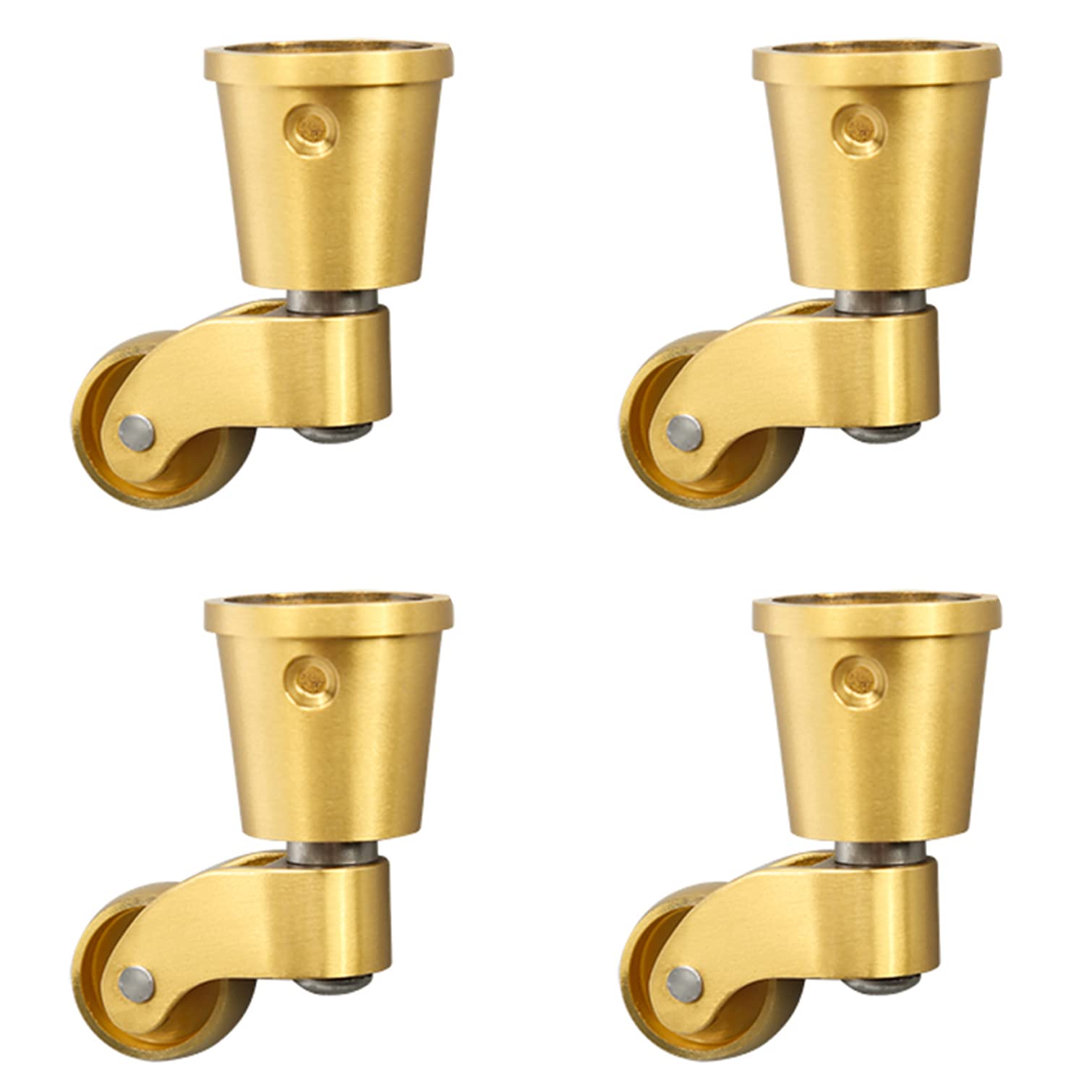 Möbelrollen aus Massivem Messing,Kleine Antike Polierte Messing-Finish Lenkrollen Transportrollen,Messingrollen,Klavierrollen,Ersatzrolle,für Stühle,Tische,Möbel,Last 150kg,Set 4 (C)