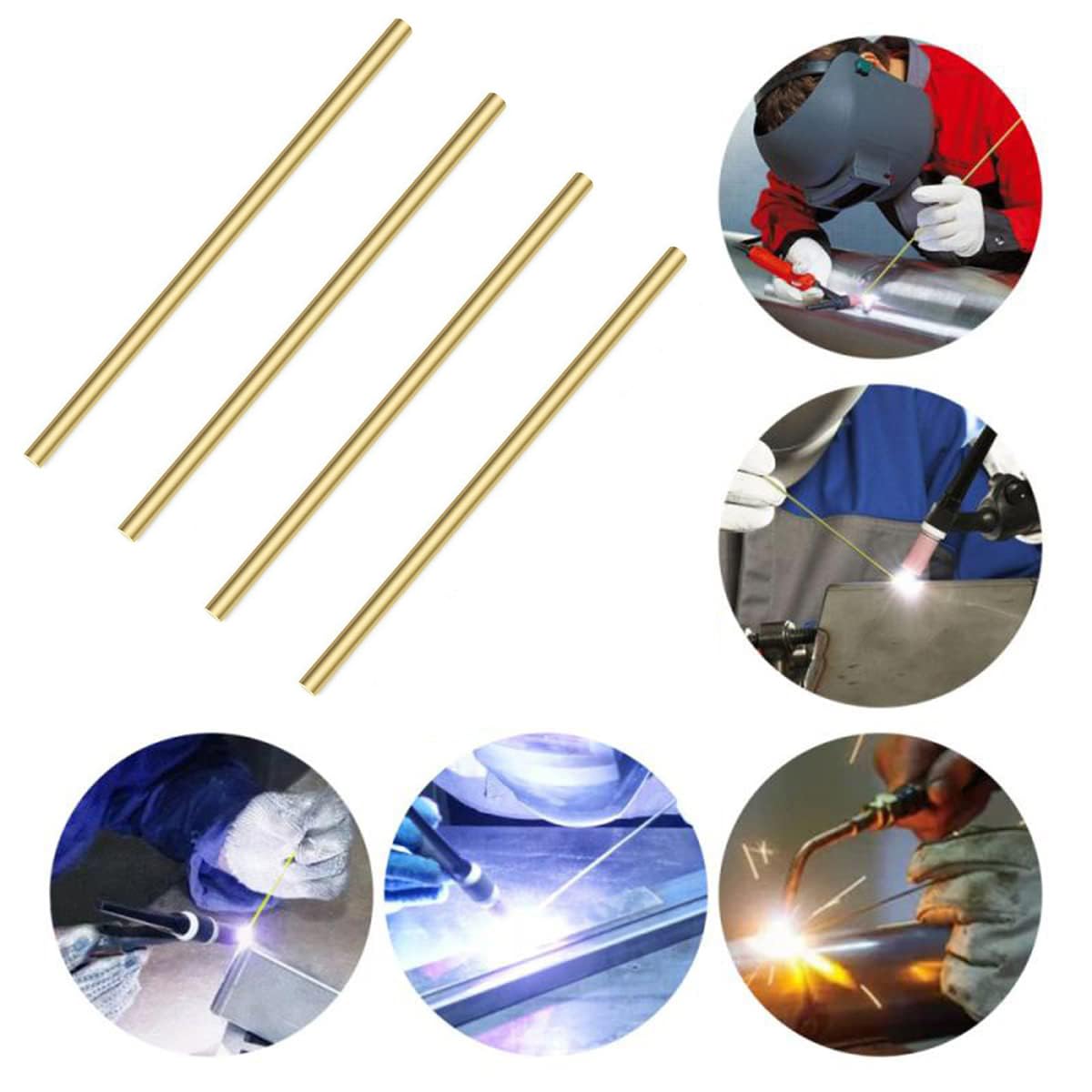 4PCS 3/8 inch Solid Round Brass Rod Lathe Bar Stock Kit for DIY Craft Tool, 9.5mm / 3/8 inch in Diameter 12 inch in Length