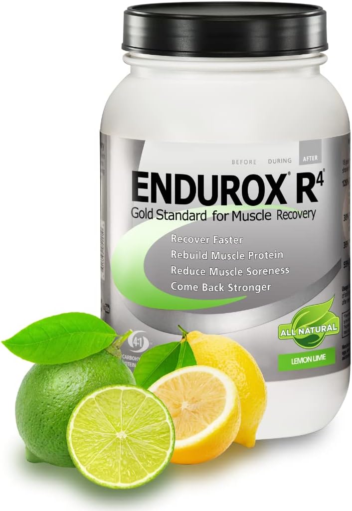 R4 by PacificHealh - All Natural Post Workout Recovery Drink Mix with Protein + Carbs & Electrolytes - for Faster Recovery, Reduced Soreness & Muscle Rebuilding - 28 Servings (Lemon Lime)