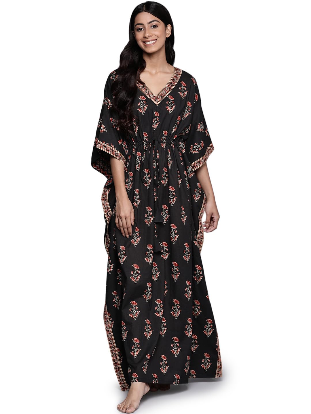 LibasBlack Printed Cotton Night Dress