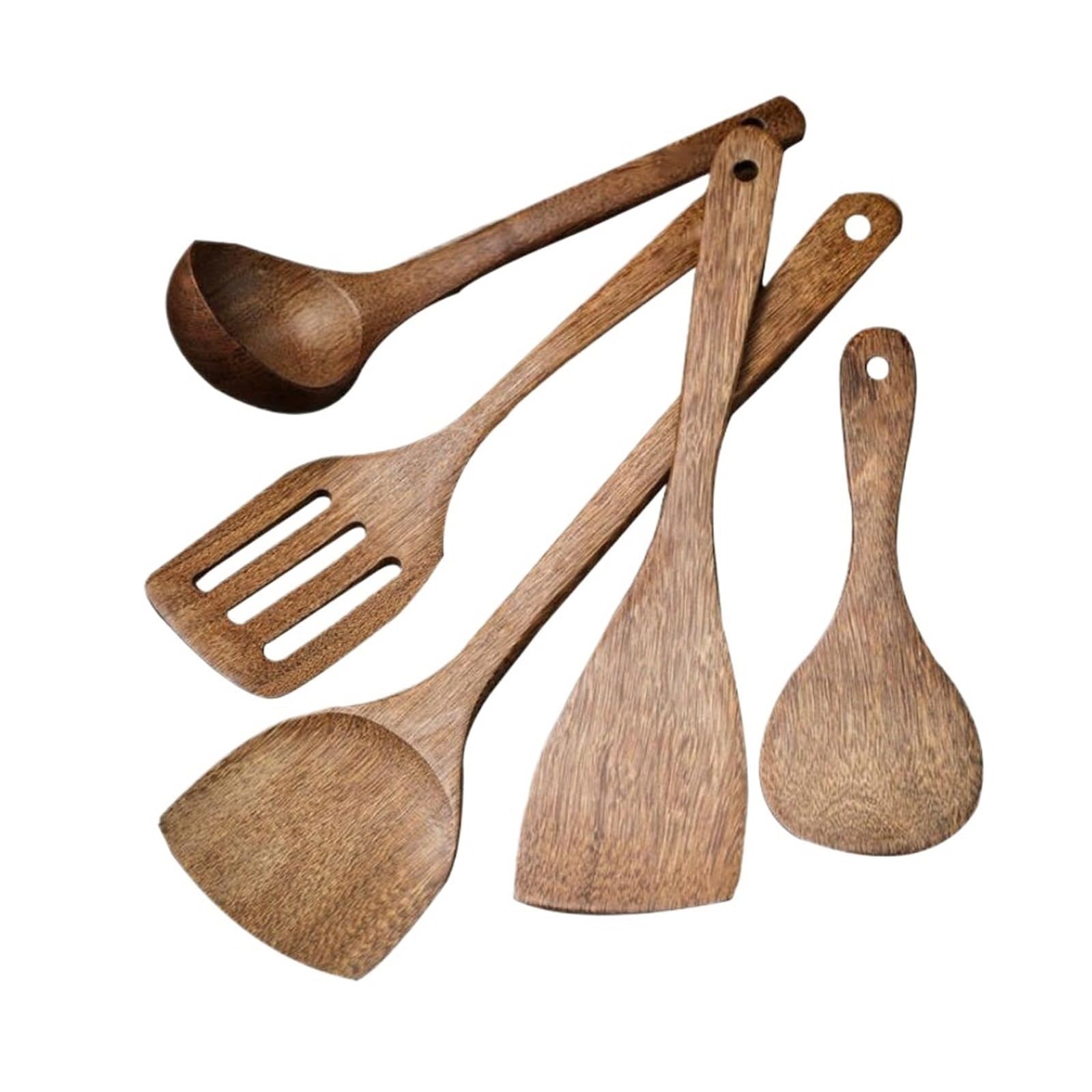 MYUYEE Kitchen Cookware Gadgets 5 Pieces Sets Wood Cooking Spoons Spatulas Cooking Utensils