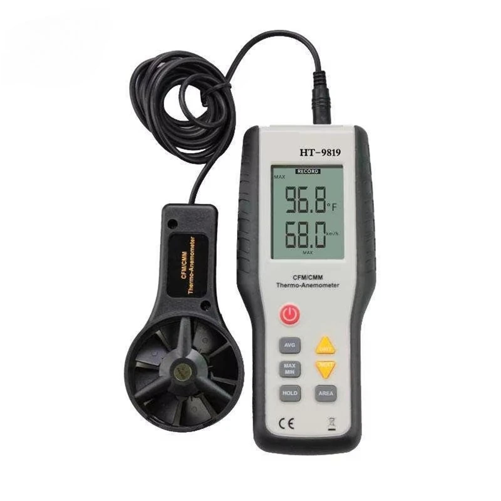 LNHHG CFM/CMM Air Flow Meter Digital Anemometer Wind Speed with Backlight HT-9819 0.4-30.0m/s