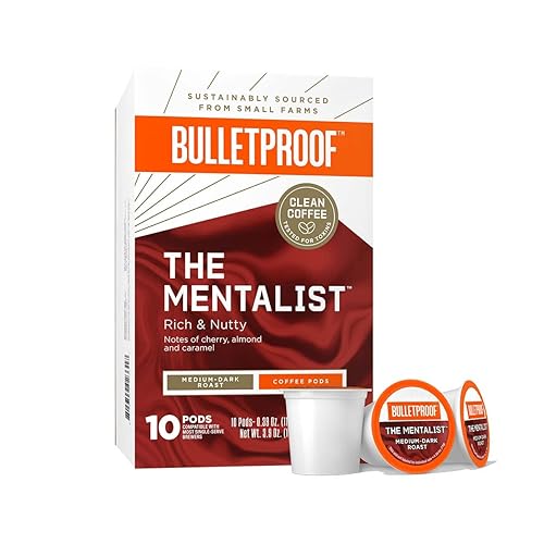 Bulletproof The Mentalist - Cápsulas de una sola pieza tostada media oscura 10 unidades compatibles con Keurig K-K-CP café 100 árabe procedente de