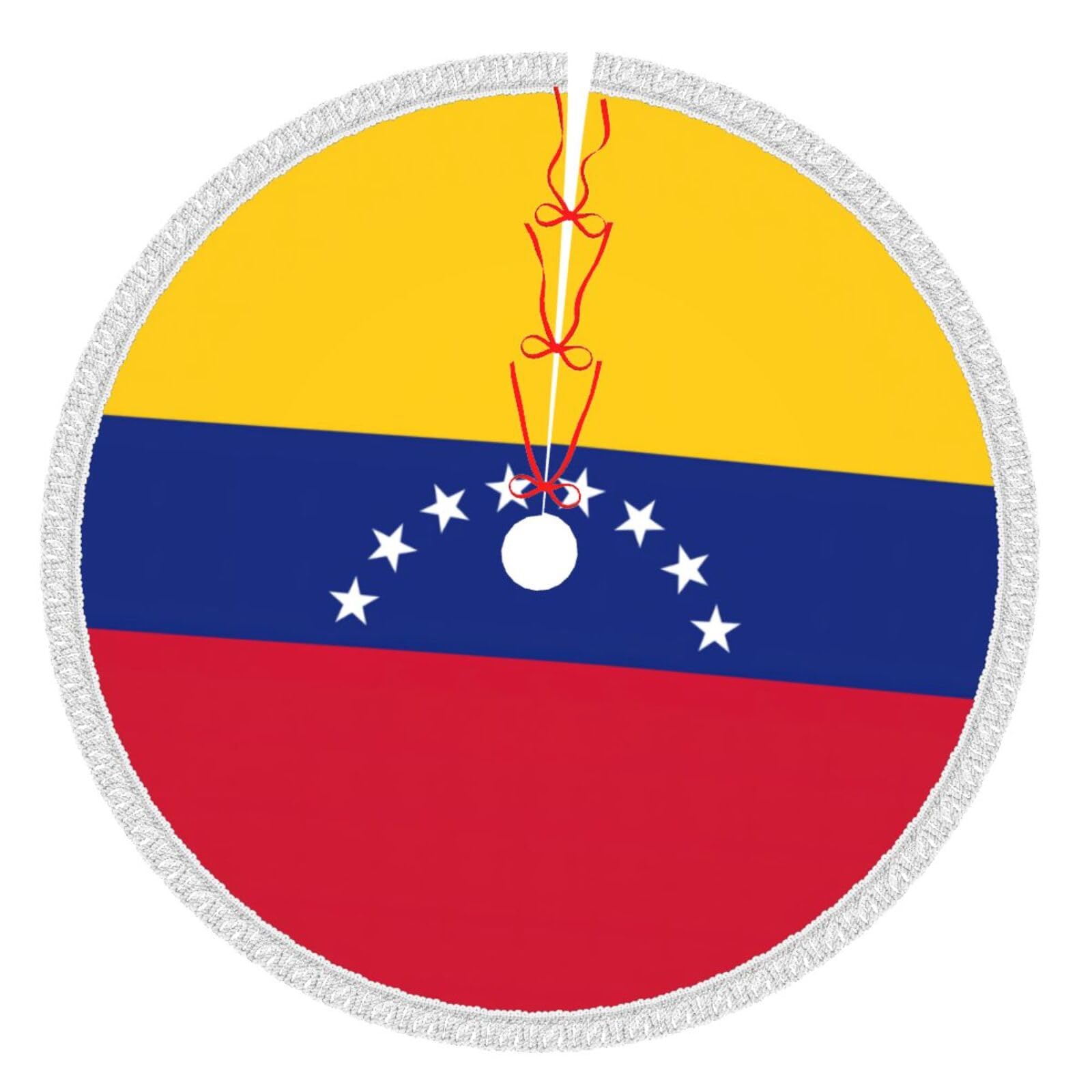 Jupe de sapin Venezuela avec pompons pour décoration de fête à la maison