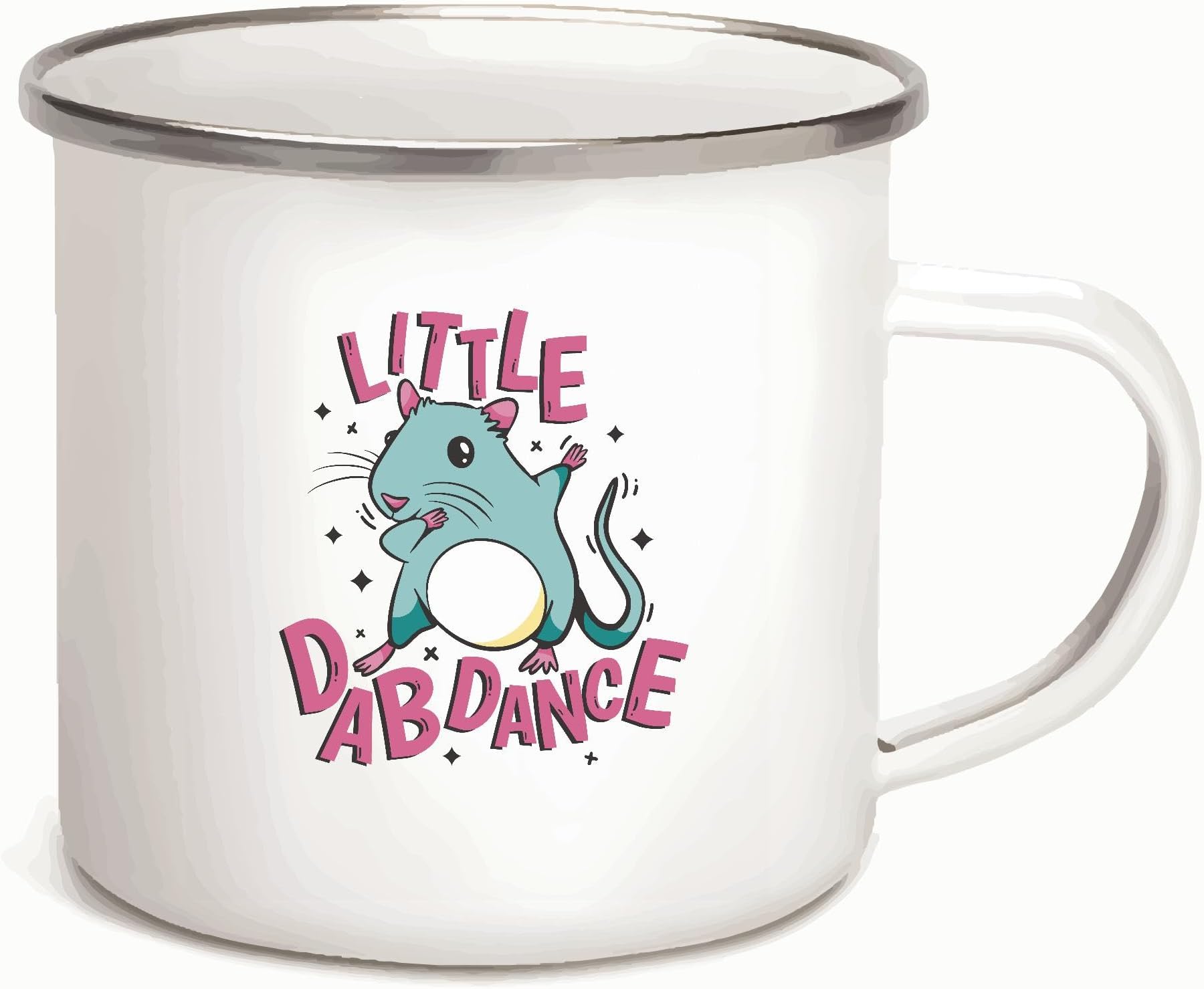 Cute Mouse Dabbing Gift for Kids Little Dab Dance Quote 12oz Enamel Silver Mug