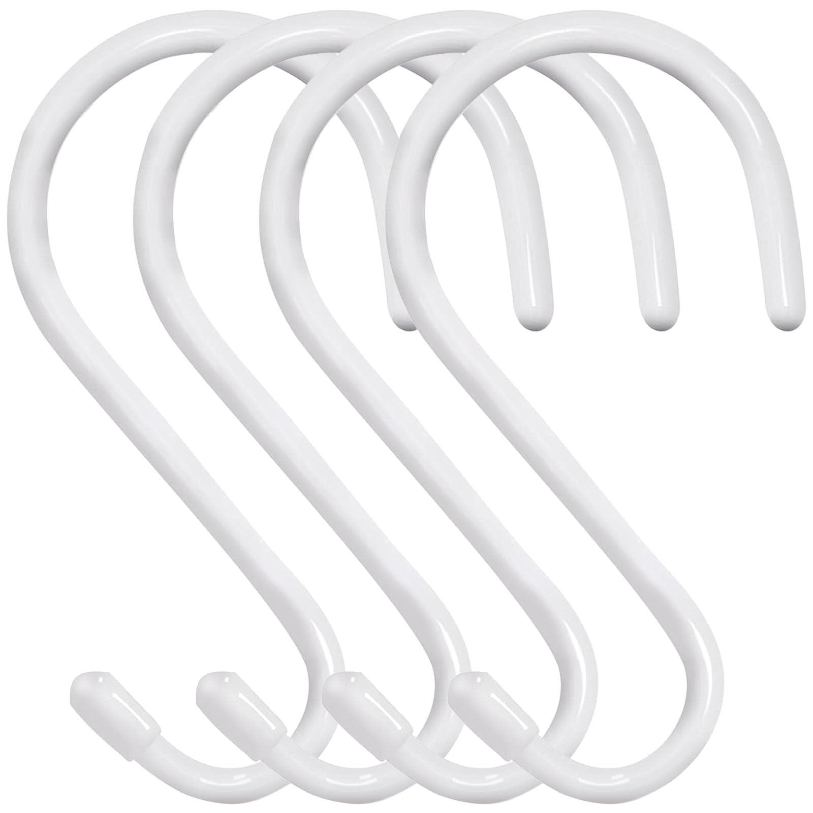 HiGift 6 Inch Large Vinyl Coated S Hooks Heavy Duty S Shaped Hooks for Hanging Plants Basket Lights Clothes Jeans Pot Pan Towels Hats (4pcs White)-picture-10
