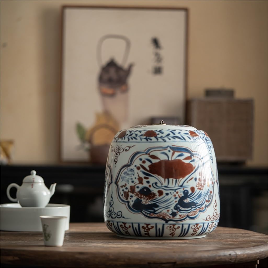 XYNSNDB Kanistry kuchenne Duży zbiornik do przechowywania herbaty luzem Ceramiczny orzech Kawa Zamknię zbiornik na płatki zbożowe Domowe pudełko na herbatę o dużej pojemności Duży cylinder na herbatę