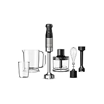 Kenwood Triblade XL Pro HBM80.322BK, Minipimer con Sistema Triblade, Velocità Variabile + Turbo, Asta in Acciaio Inox, Tritatutto da 500ml, Frusta, Emulsionatore, Bicchieri 700 e 250 ml, 1200W, Nero