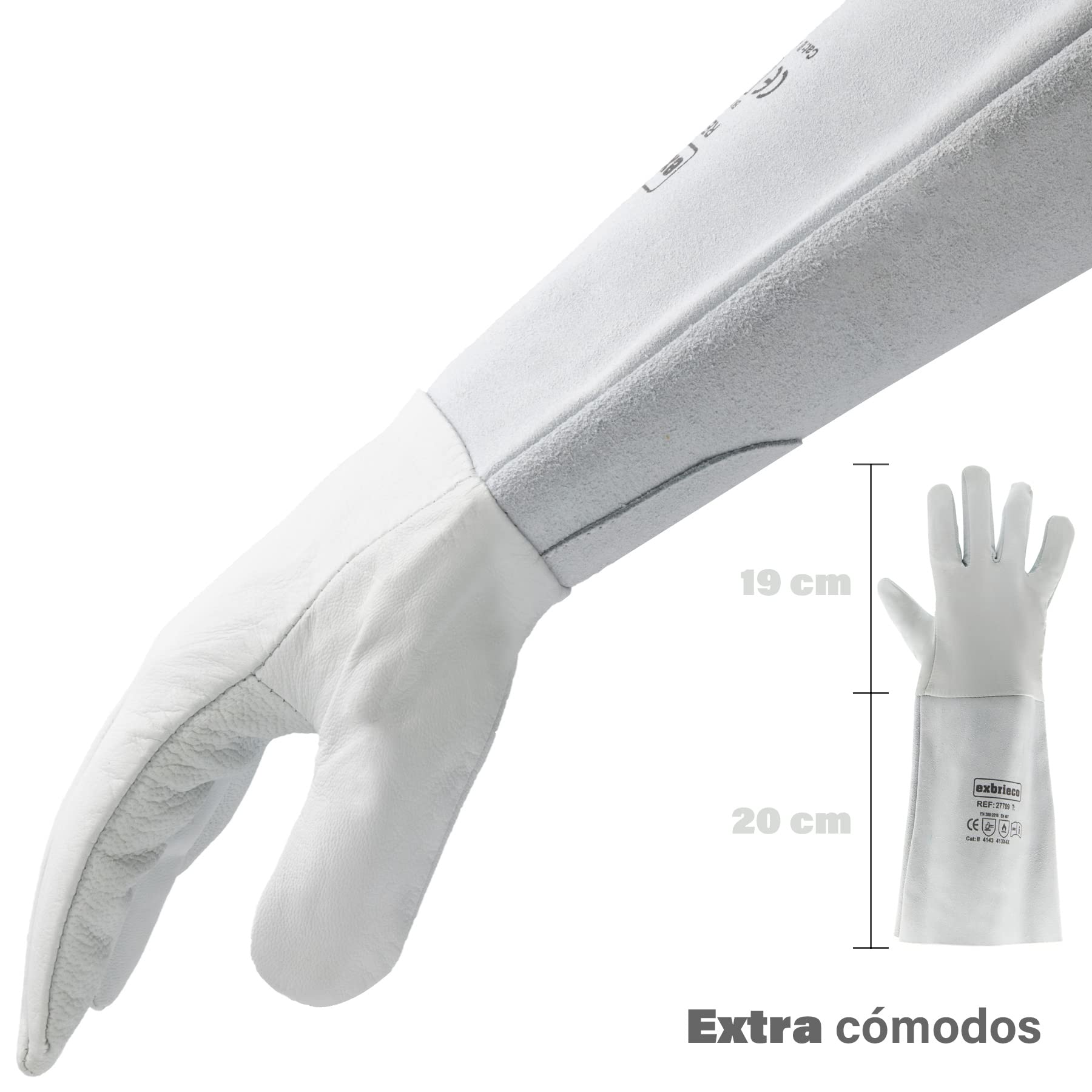 1, 2, 3 o 6 Pares de Guantes de Trabajo, Guantes de Protección de Piel Vacuno, Guantes de Cuero, Protección de Antebrazo, Protección a la Abrasión, Antidesgarros, Jardinería y Soldadura.