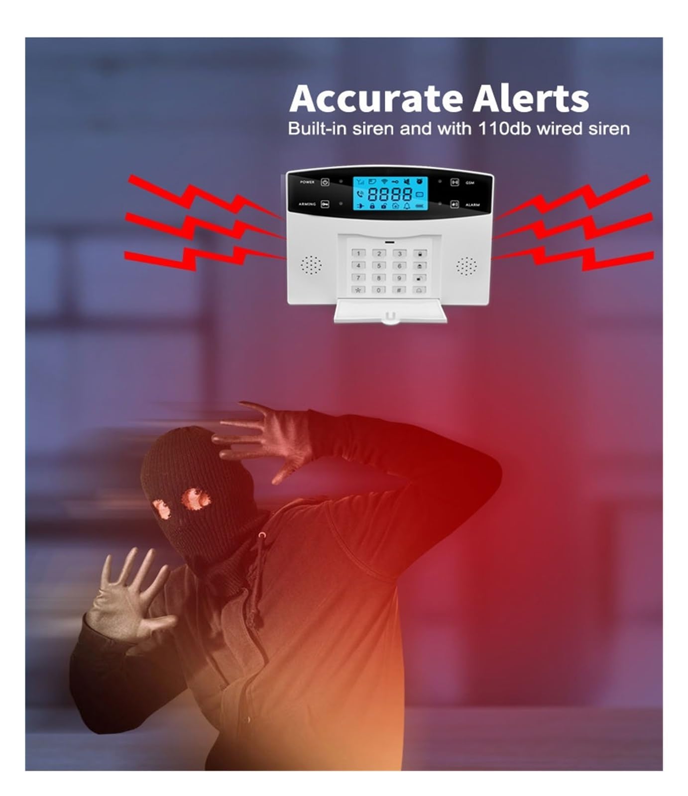 System alarmowy, Wi-Fi Home Security System alarmowy Ekran LCD Host Bezprzewodowy detektor 433 MHz Kontrola aplikacji(Option J)