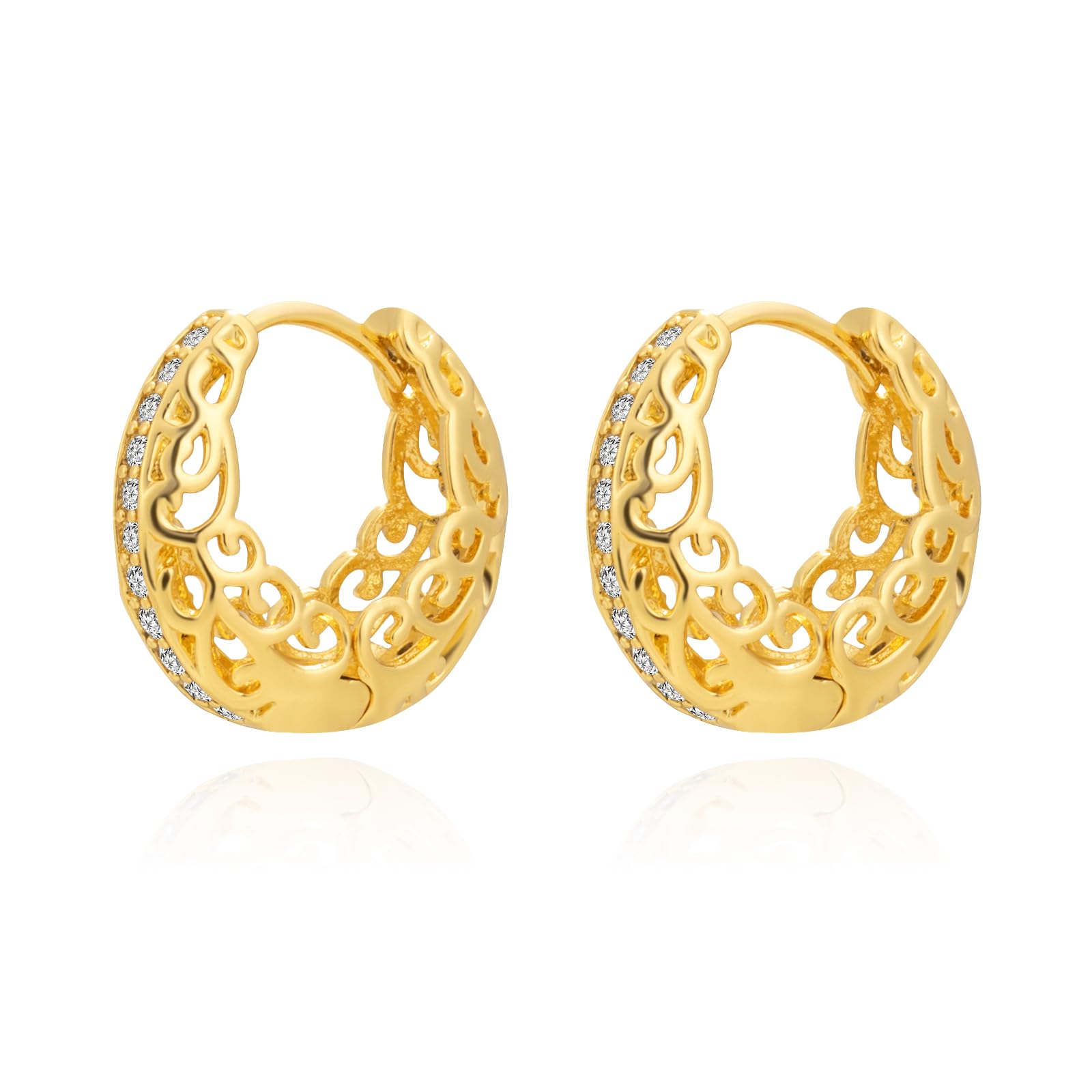 Milan Chiva Gold Hoop Earrings for Women 14k Gold Plated Dainty Earrings Fashion Statement Jewelry