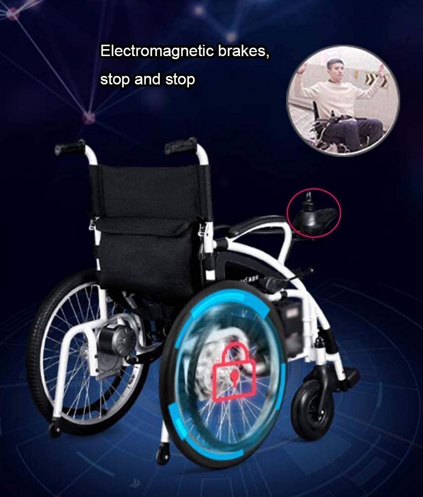 Carrozzina Elettrica Carrozzina Elettrica Pieghevole Motorizzata,Potente Carrozzina A Doppio Motore, Leggera, Solo 37Kg, Resistente, Carrozzina Elettrica Pieghevole A Doppio Motore,per Disabili Elde
