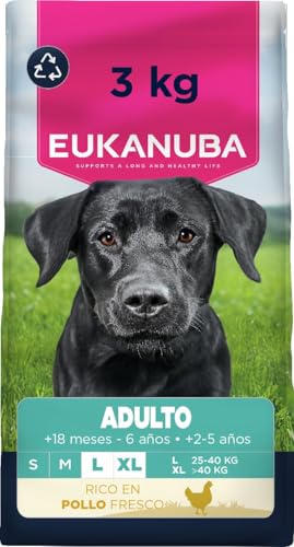 Eukanuba, alimento seco para Perros con Pollo Fresco para Razas Grandes - Alimento seco Premium para Perros Adultos, 3 kg