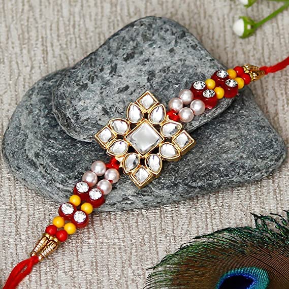 Image of eCraftIndia Multicolor Designer Rakhi for Brother | Raksha Bandhan Rakhi for Bhaiya Bhabhi Bhai Kids