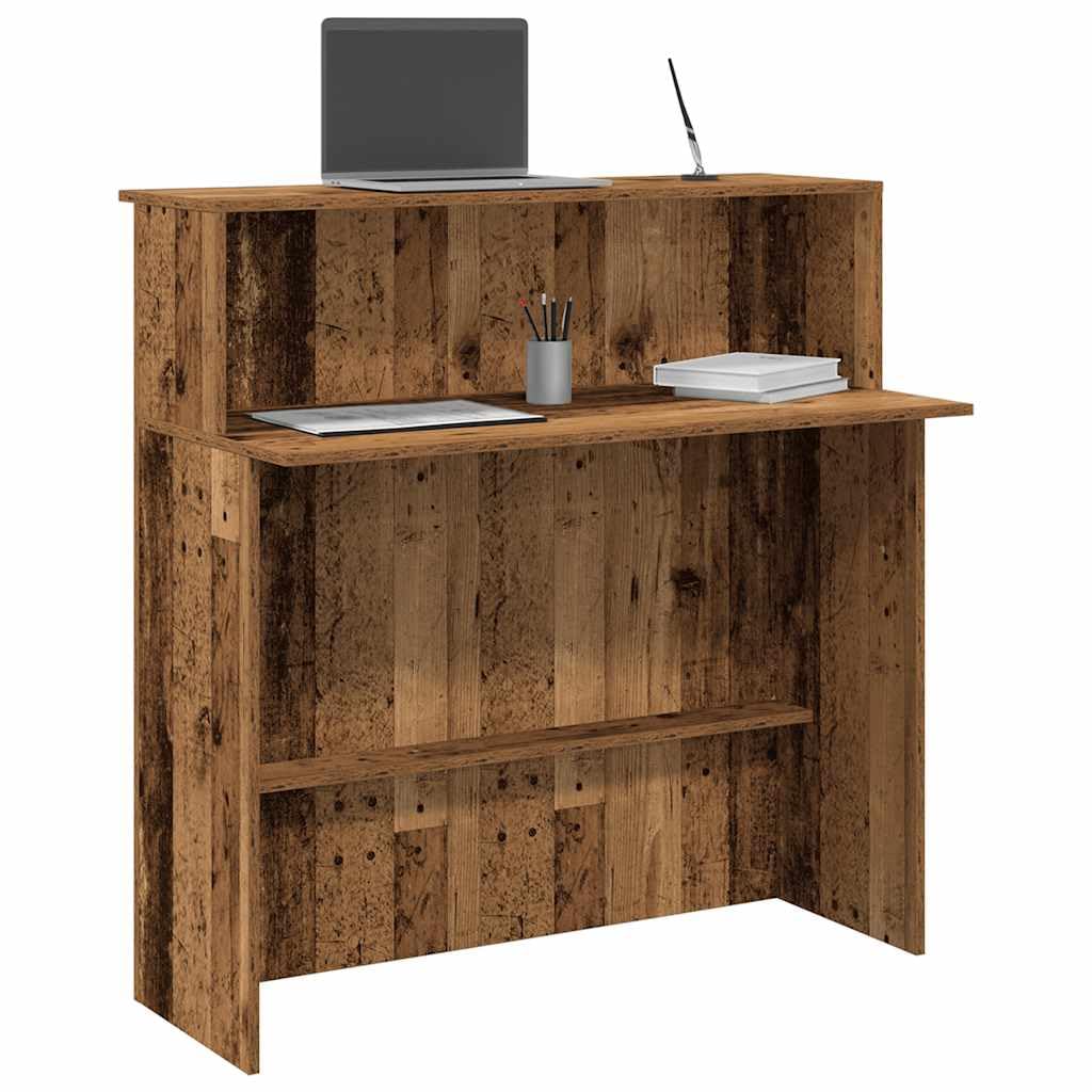Gecheer Empfangstheke Altholz-Optik 100x50x103,5 cm Holzwerkstoff, Empfangstresen, Salon Empfangstheke, Kassentheke, Empfangstisch, Büro Empfangstheke