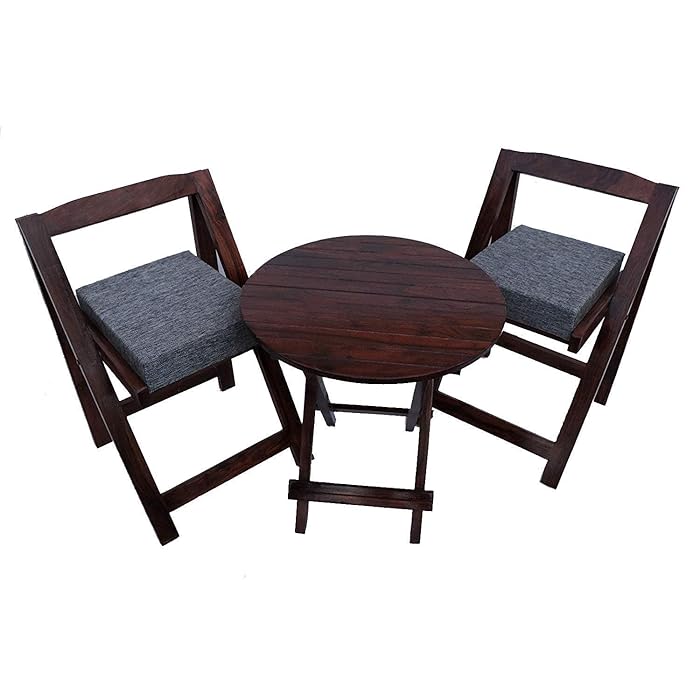 Buy Jyoti Furniture Wooden 2 Seater Patio Folding Set with Round Table