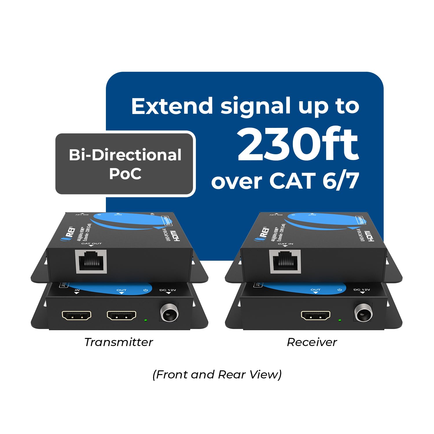 Orei Balun 4K HDMI Extender Balun UltraHD 4K @ 60Hz 4:4:4 su singolo cavo CAT6/7 con HDR & IR Control-cavo Ethernet fino a 50 m - Loop Out (UHD-IPC165-K)