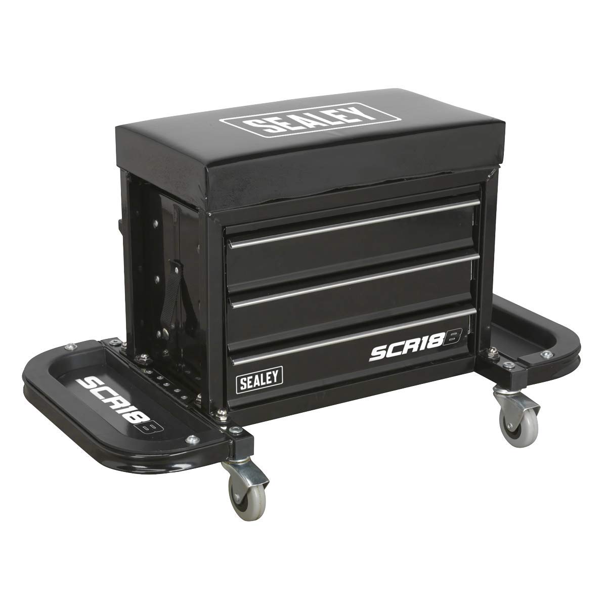 Sealey Mechanic's Utility Seat & Toolbox - Black - SCR18B
