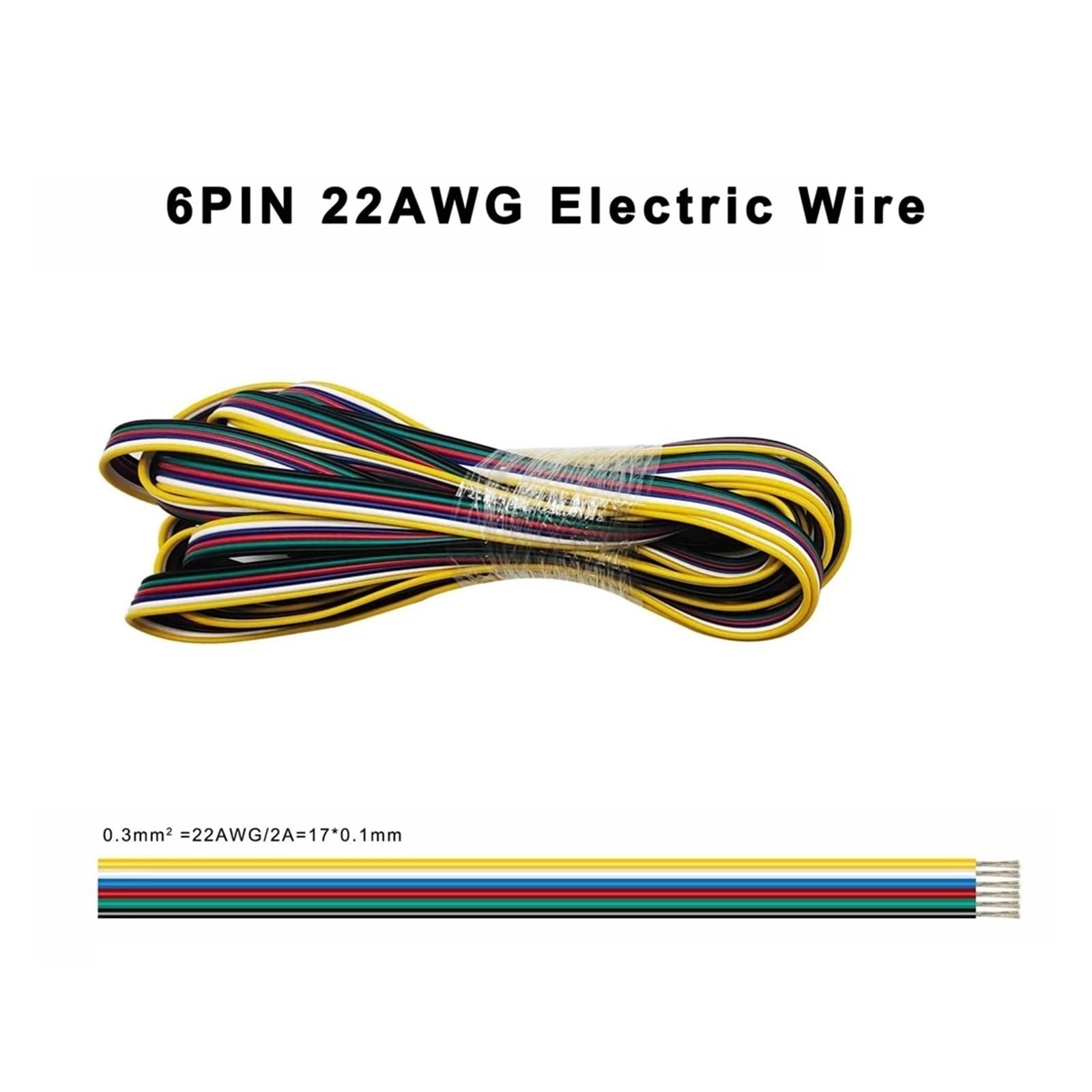 Cavo elettrico flessibile, Cavo di prolunga for connettori elettrici leggeri 22AWG 2 pin 3 4 5 6 da metri a 50