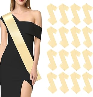 Gold Sashes Gold Sash Blank Sash 16 PCS Champagne Gold Sashes White Plain Sash White Blank Satin Sash Chair Sashes for Pageants Graduation Sash President Sash Miss Congeniality Sash 21st Birthday Sash
