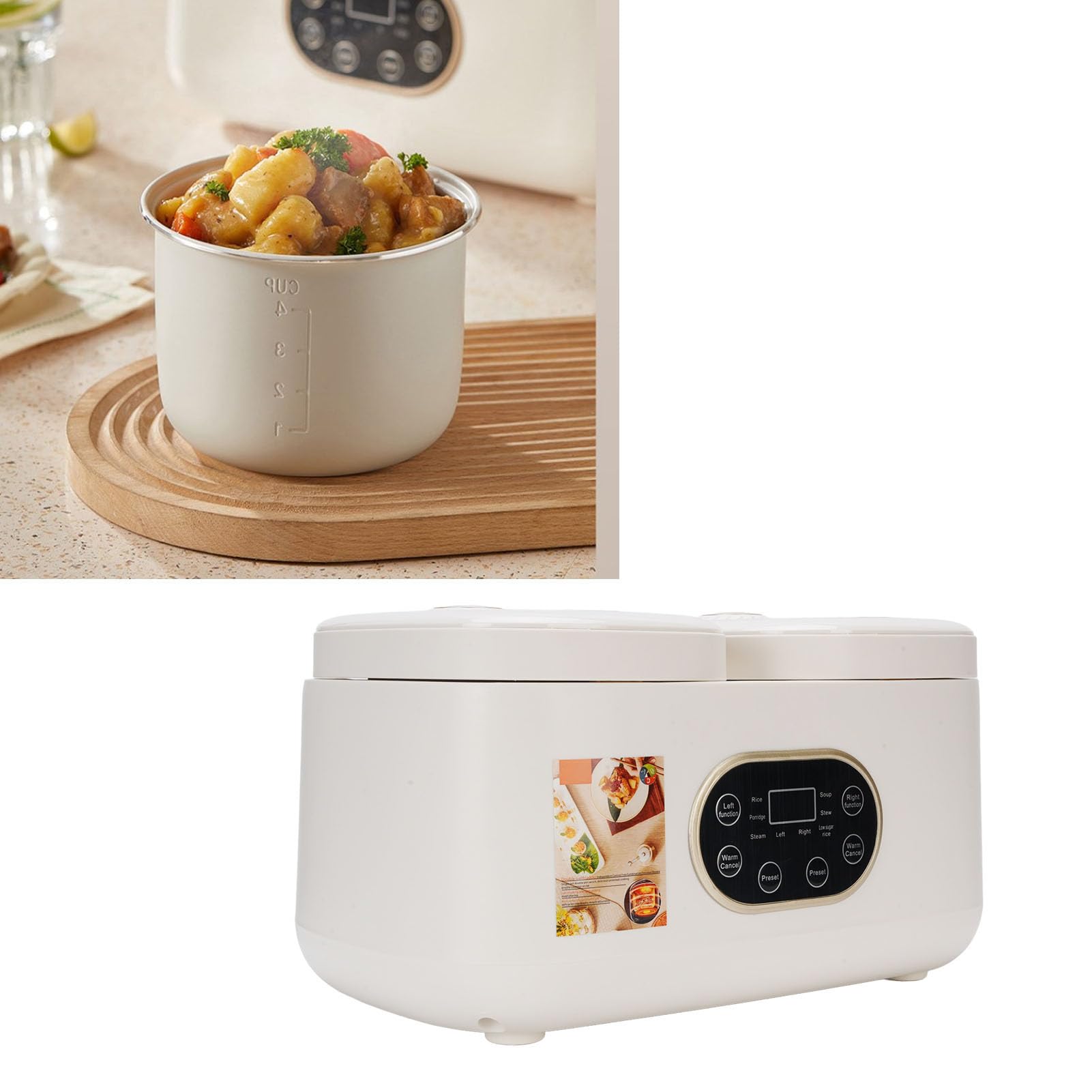 Doppelter Slow Cooker, Timer -Funktion, 2 -up -Deckel, Multifunktionaler Kochtopf, Buffetserver, Dual für die Sammelparty -Sammlung (EU-Stecker 220V)
