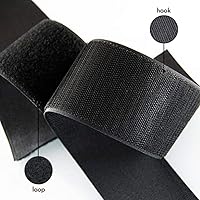 Vista 6 de Cinta de velcro de 2 pulgadas de ancho, color negro, no adhesiva, tela de nailon negro, juego de cierre de cinta de velcro para bolsos, ropa