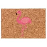 Coir Doormat Front Door Mat New Home Closing Housewarming Gift Pink Flamingo Color (30" x 18" Standa