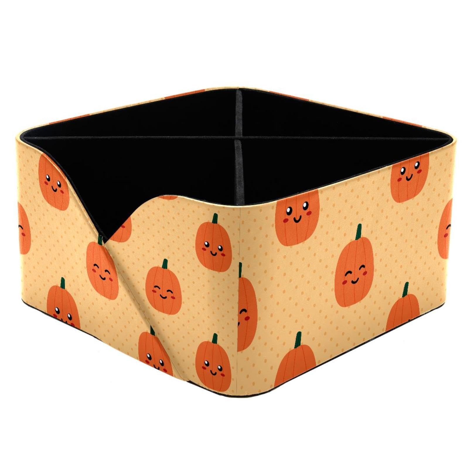 KengjuTesu Smiling Pumpkins Dots Desktop Organizer Pen Holder, Rectangular Pencil Cup for Office, Study and Makeup Stations