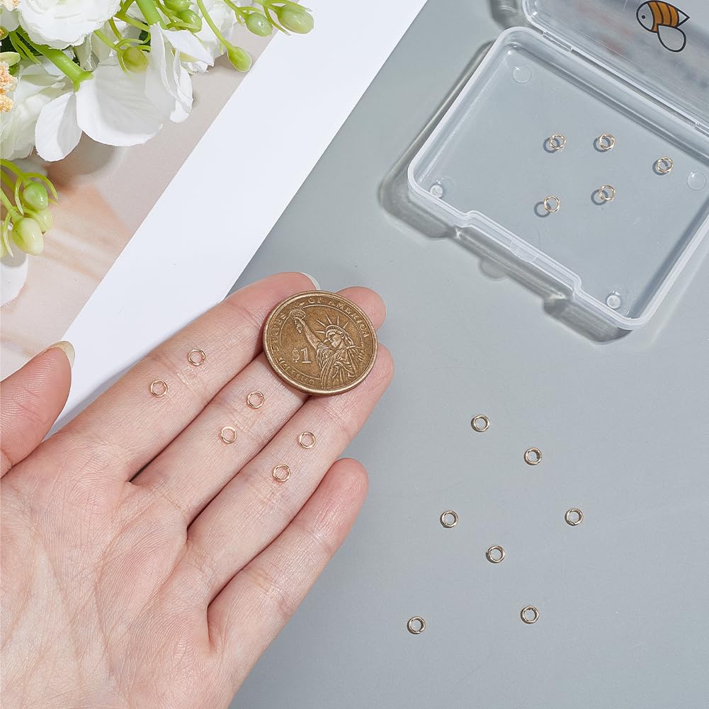 Beebeecraft 20 Stück 4mm Offene Goldene Biegeringe 14K Vergoldetes Messing Kleine Runde Biegeringe Verbindungsstücke Für Schmuckherstellung Halsketten Armbänder Ohrringe Kettenhemden DIY