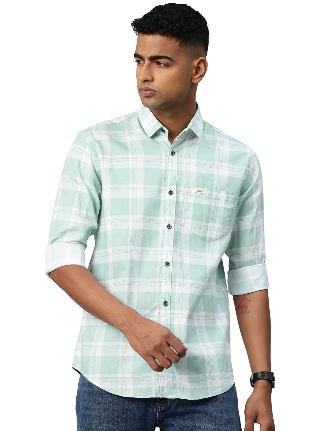 Majestic Man Comfort Slim Fit Pure Cotton Checked Casual Shirt