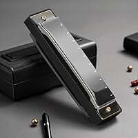 Gaita, Gaita de Boca, Gaita Diatônica Blues Chave C, Blues Boca Organ Harmonica 10 Furos com Caixa Preto, Gaita Padrão para Adultos, Profissionais, Iniciantes e Estudantes, 100 * 28 * 18mm