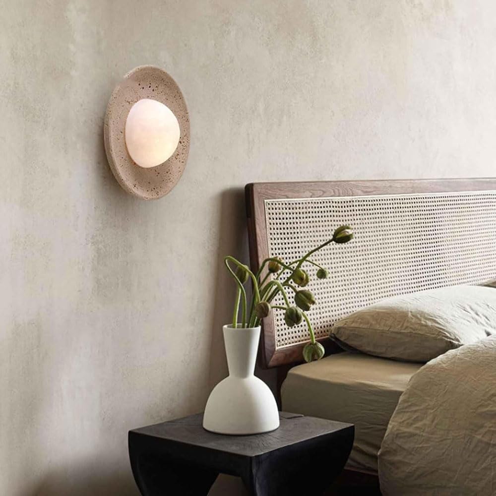 Lampada da parete rotonda in pietra naturale 9,8 pollici