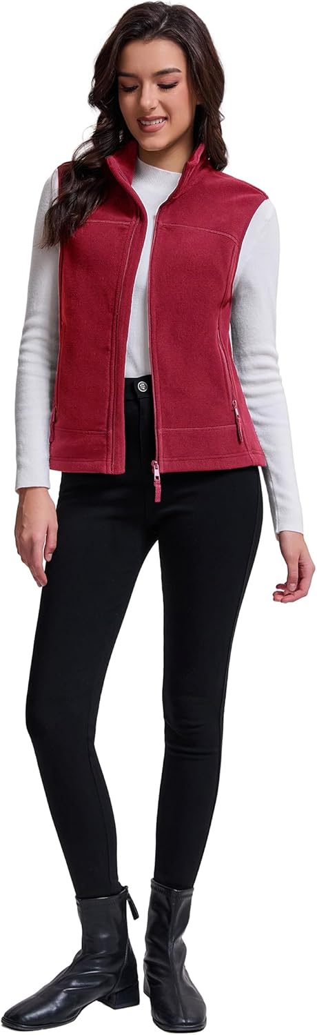 Women's Full-Zip Soft Polar Fleece Vest with Side Pockets Warm Fashion Stand Collar for Fall and Winter - Image 6