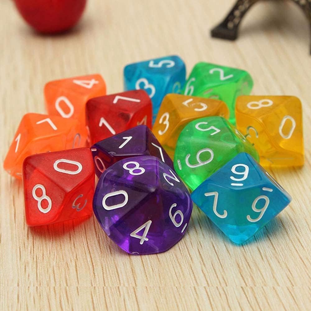 10 Pcs D10 Polyhedral Dice - Precision 10-Sided High-Clarity Dice for Tabletop RPG Games and Role-Playing Adventures (Red)