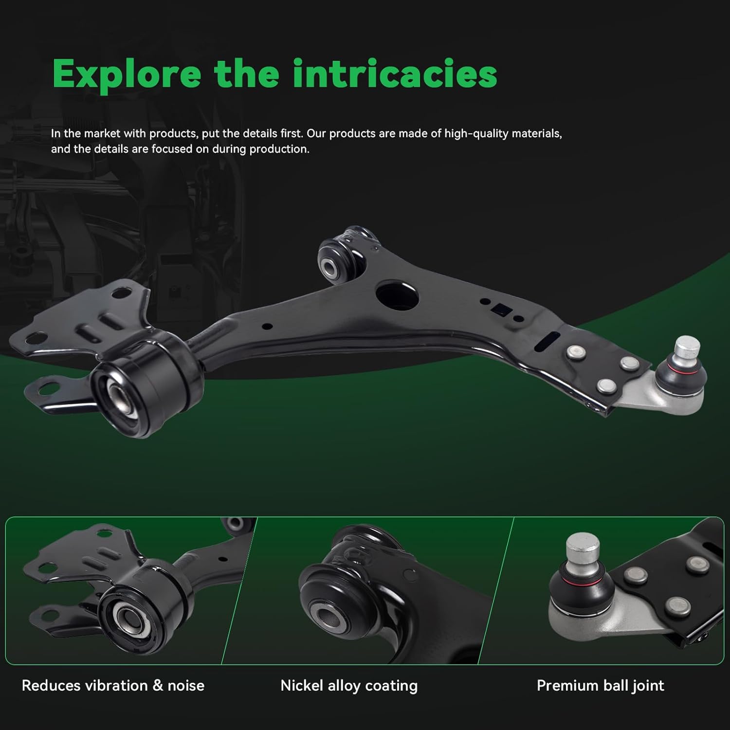 AUQDD 10Pc Front End Suspension Kit Fit For 2013-2019 Fo-rd Escape, 2 Lower Control Arm w/Ball Joint 2 Sway Bar Link 4 Outer & Inner Tie Rod End 2 Boots (# 524-113 524-114 K750554 EV800898 ES800954)