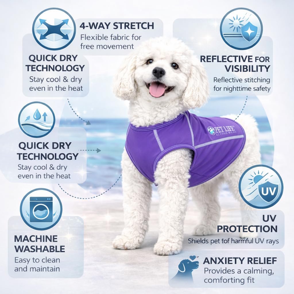 Pet Life ® Active Racerbark 4-Way Stretch and Quick Dry Fitness and Yoga Reflective Performance Dog T-Shirt Tank Top