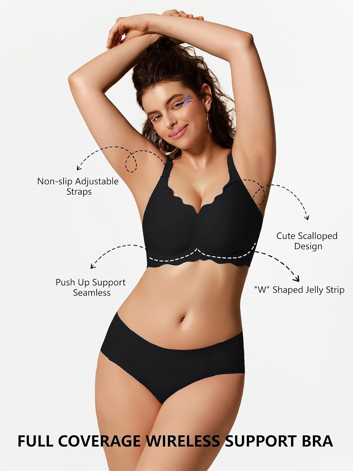 COCOMARTS Jelly Bras for Women No Underwire Scalloped Push Up Wireless Bralettes Seamless Soft Comfort Everyday Tshirt Bra thumbnail