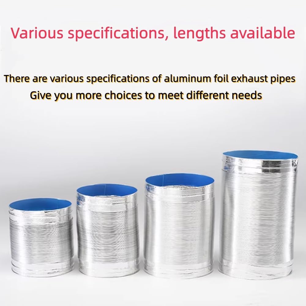 Aluminum Foil Dryer Vent Hose 16/14/12/10/8/6in High-Temperature HVAC Exhaust Vent Hose 4 Layer Flexible Ventilation Duct For Blower Exhaust Fan(2m(6ft),170mm(6.7"))