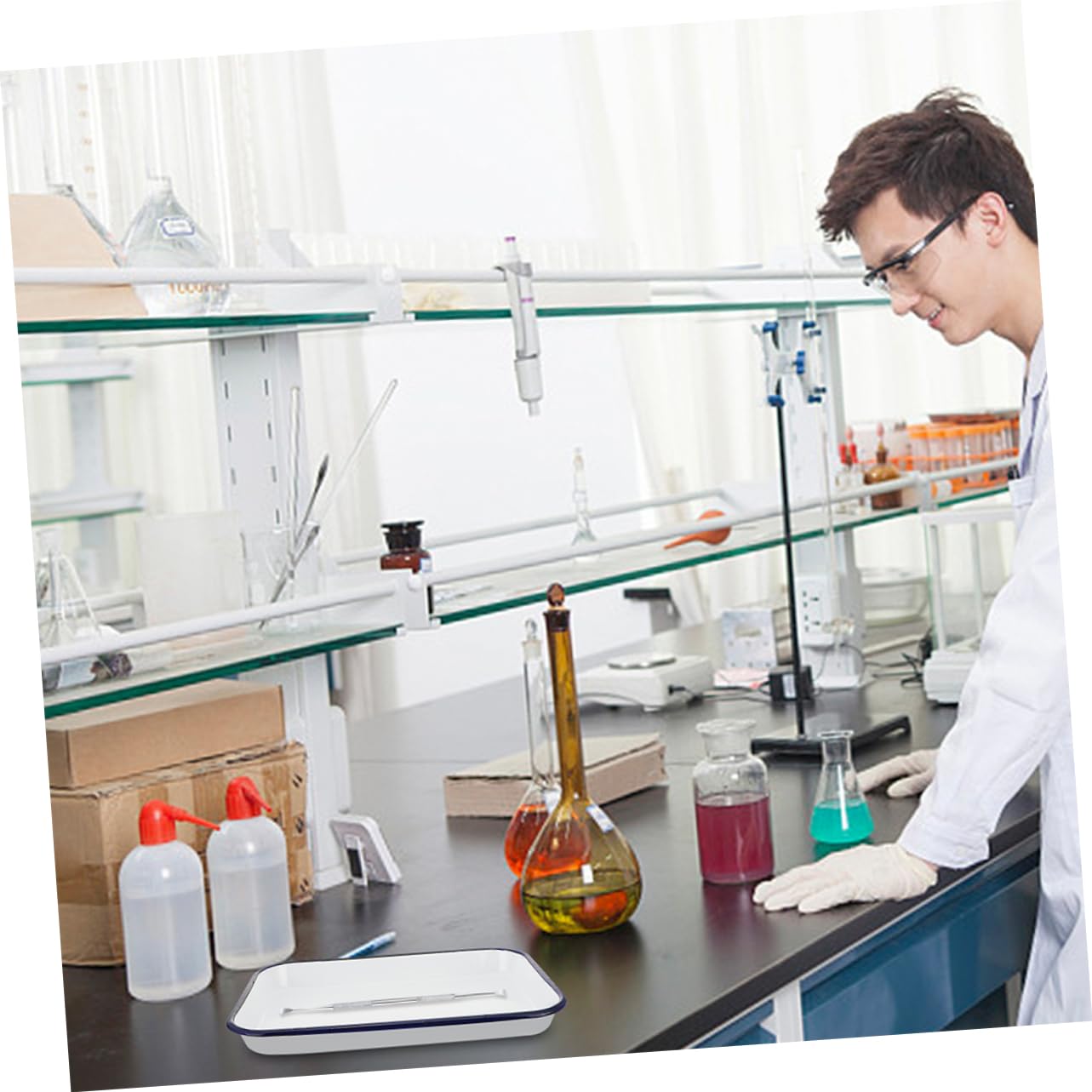 OSOLADY Versatile Enamel Tray for Paint Mixing Art Supplies Drip Tray Desk Organizer Lab and Kitchen Use