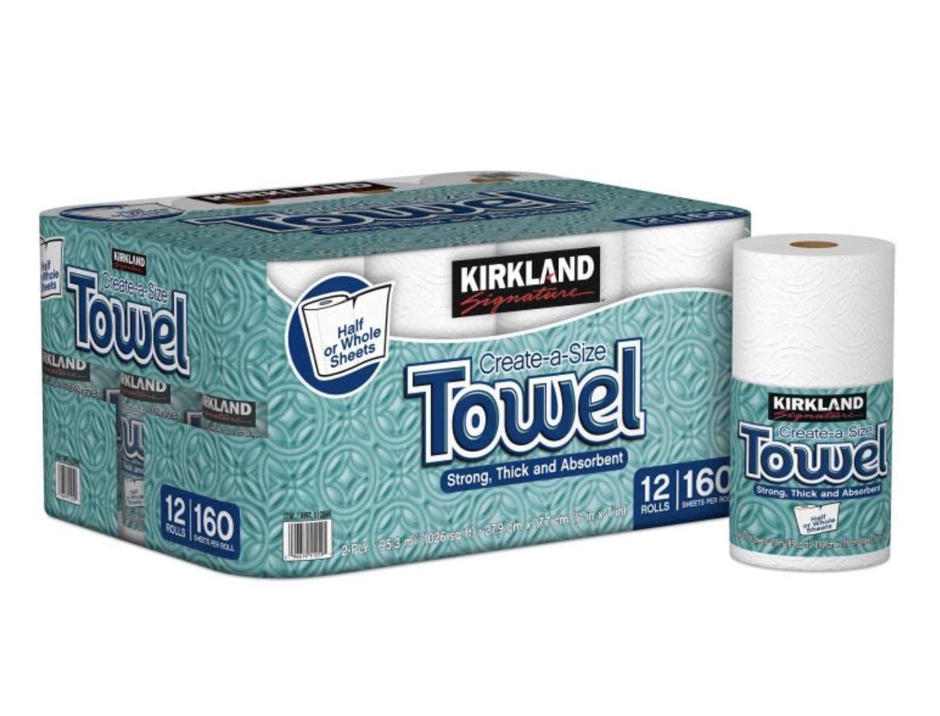 KIRKLAND シグネチャー ロールタオル 2枚重ね 160カット12ロール