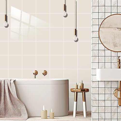 Miniatura 2 de 20 azulejos de despegar y pegar, impermeables, para salpicaduras en muro de cocina, azulejos simples de color sólido, autoadhesivos, azulejos de