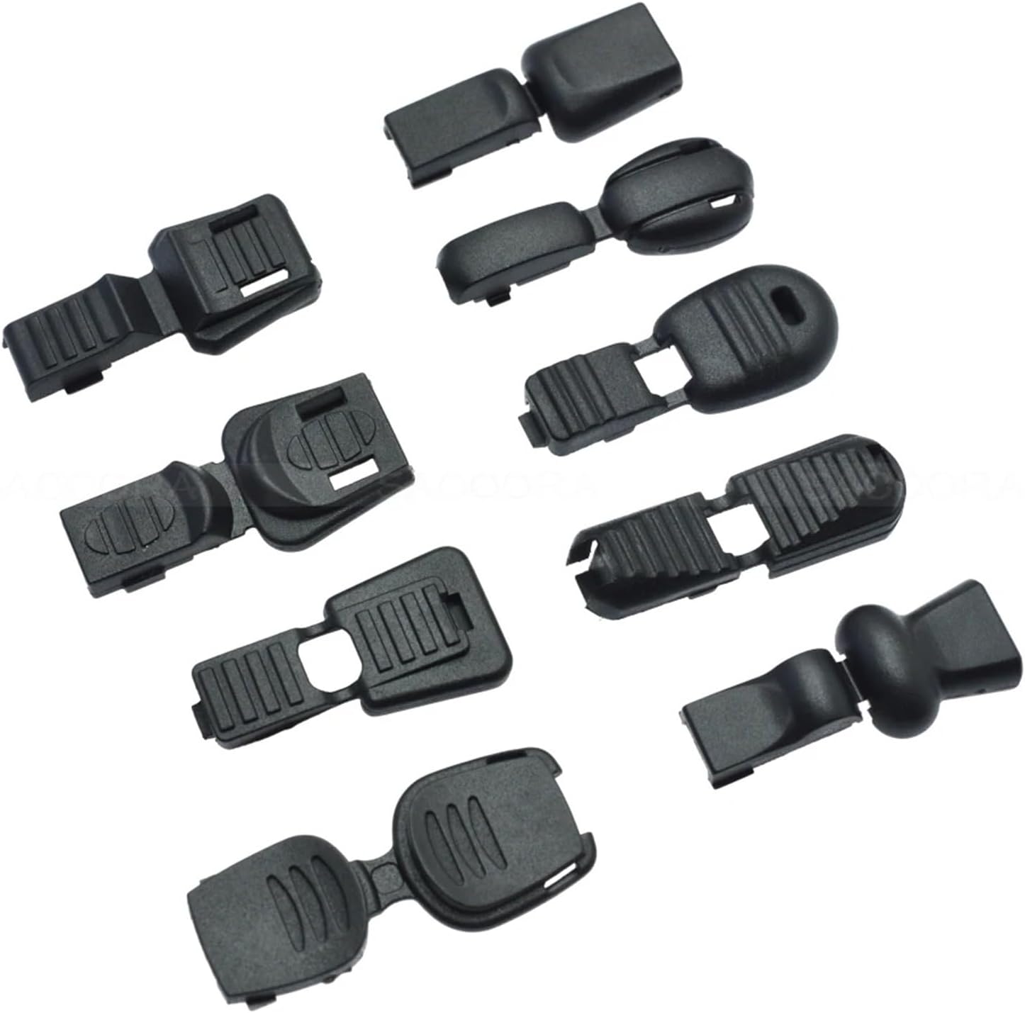 Plastic Cord Lock 100pcs/pack Zipper Pull Cord Ends for Paracord & Cord Tether Tip Cord Lock Plastic Black for Drawstring(C019-B1)