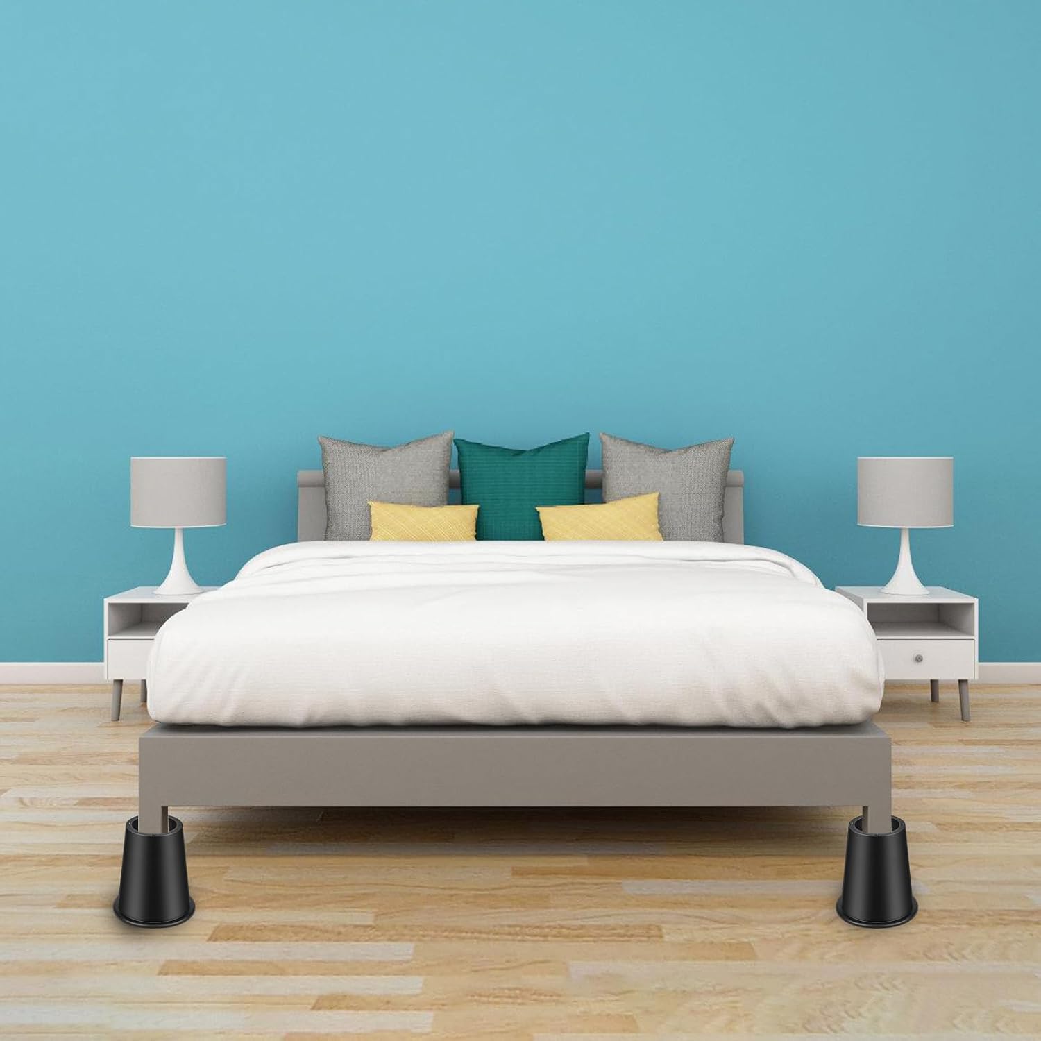 6inch Round Bed Height Lifters Anti Slip Furniture Risers Secure Grips Enhances Stability Multiple Bed Frame Round Flared Bed Feet